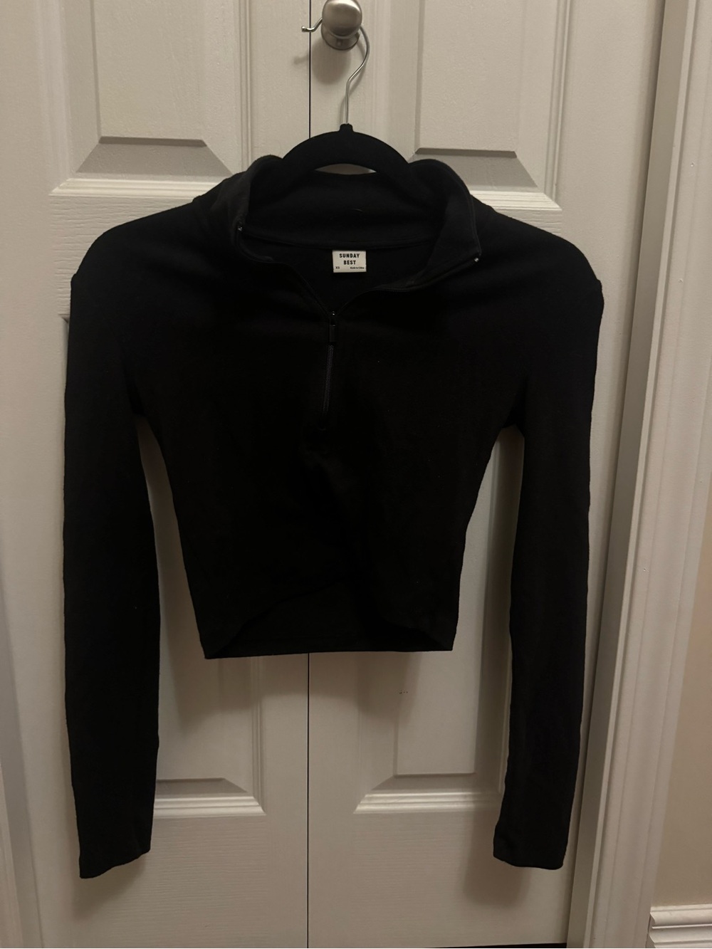 Sunday Best Black Cropped Zip Pullover